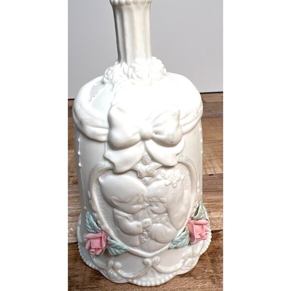 Precious Moments 1996 Porcelain Musical Bell With Lovebirds & Pink Rose Accents - Picture 2 of 4